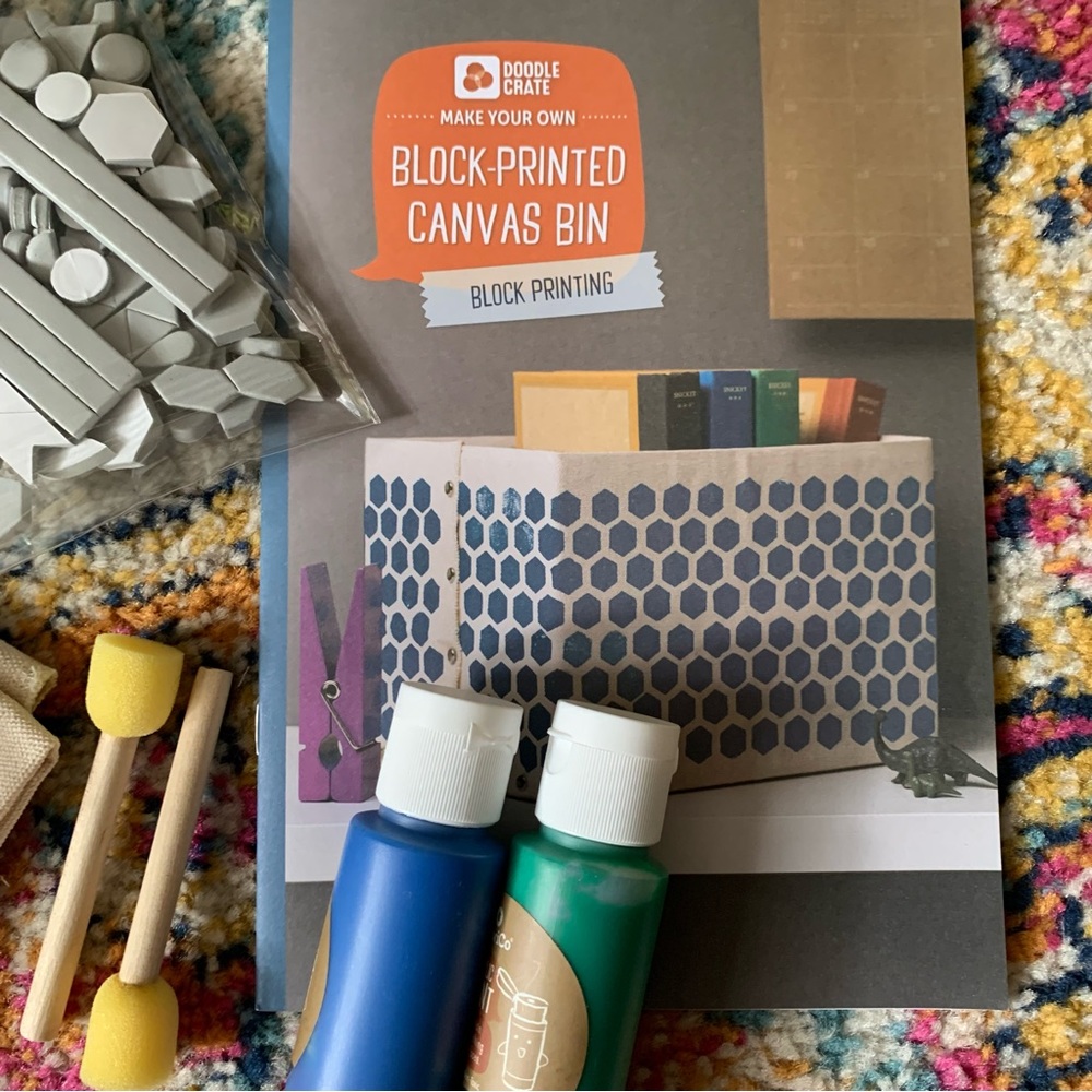 DIY Block Print Canvas Bin Kit Kiwi Crate Learning Box